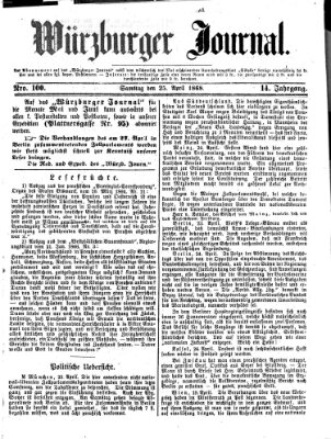 Würzburger Journal Samstag 25. April 1868