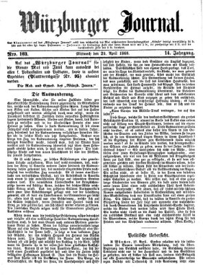 Würzburger Journal Mittwoch 29. April 1868