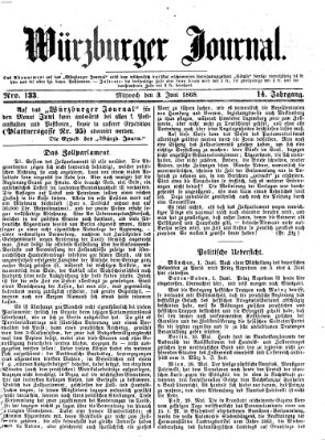 Würzburger Journal Mittwoch 3. Juni 1868