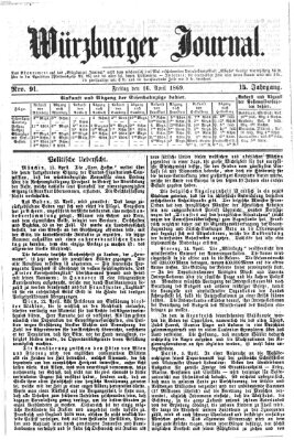 Würzburger Journal Freitag 16. April 1869