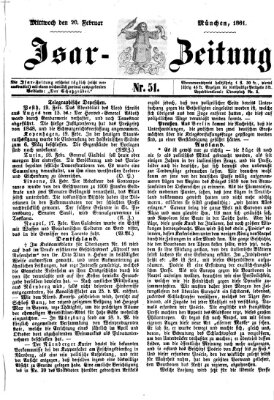 Isar-Zeitung (Bayerische Landbötin) Mittwoch 20. Februar 1861