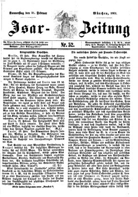 Isar-Zeitung (Bayerische Landbötin) Donnerstag 21. Februar 1861