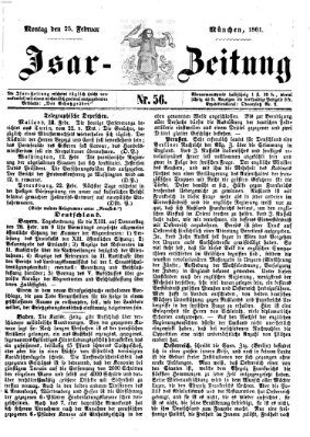 Isar-Zeitung (Bayerische Landbötin) Montag 25. Februar 1861