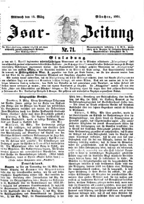 Isar-Zeitung (Bayerische Landbötin) Mittwoch 13. März 1861