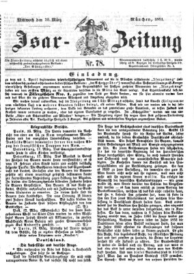 Isar-Zeitung (Bayerische Landbötin) Mittwoch 20. März 1861