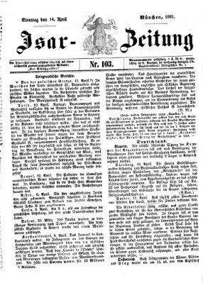 Isar-Zeitung (Bayerische Landbötin) Sonntag 14. April 1861