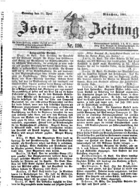 Isar-Zeitung (Bayerische Landbötin) Sonntag 21. April 1861