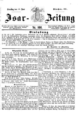 Isar-Zeitung (Bayerische Landbötin) Dienstag 18. Juni 1861