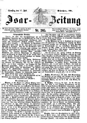 Isar-Zeitung (Bayerische Landbötin) Samstag 27. Juli 1861