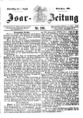 Isar-Zeitung (Bayerische Landbötin) Donnerstag 1. August 1861