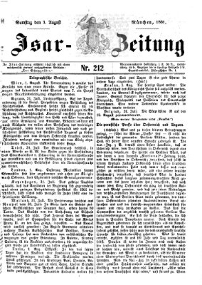 Isar-Zeitung (Bayerische Landbötin) Samstag 3. August 1861