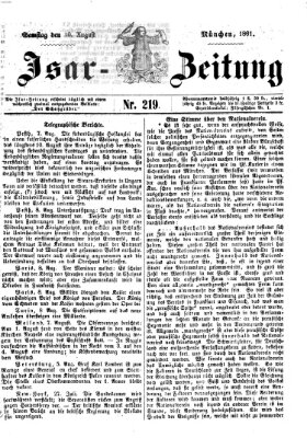 Isar-Zeitung (Bayerische Landbötin) Samstag 10. August 1861