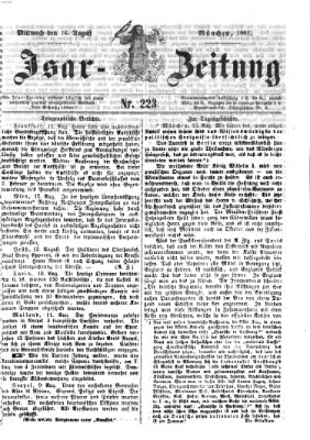 Isar-Zeitung (Bayerische Landbötin) Mittwoch 14. August 1861