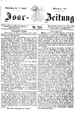 Isar-Zeitung (Bayerische Landbötin) Donnerstag 15. August 1861