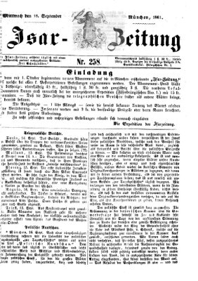 Isar-Zeitung (Bayerische Landbötin) Mittwoch 18. September 1861