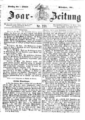 Isar-Zeitung (Bayerische Landbötin) Dienstag 1. Oktober 1861