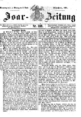 Isar-Zeitung (Bayerische Landbötin) Montag 2. Dezember 1861