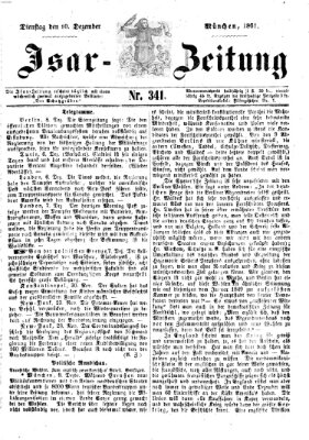 Isar-Zeitung (Bayerische Landbötin) Dienstag 10. Dezember 1861