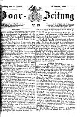 Isar-Zeitung (Bayerische Landbötin) Dienstag 14. Januar 1862