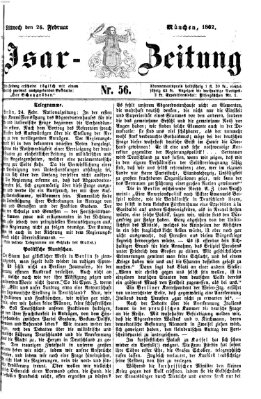 Isar-Zeitung (Bayerische Landbötin) Mittwoch 26. Februar 1862