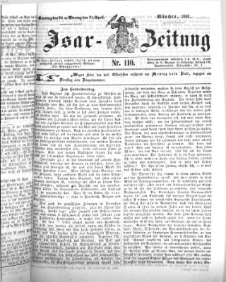 Isar-Zeitung (Bayerische Landbötin) Montag 21. April 1862