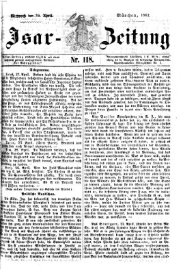 Isar-Zeitung (Bayerische Landbötin) Mittwoch 30. April 1862