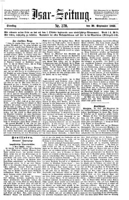 Isar-Zeitung (Bayerische Landbötin) Dienstag 30. September 1862