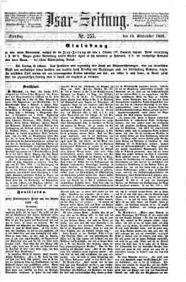 Isar-Zeitung (Bayerische Landbötin) Dienstag 15. September 1863