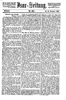 Isar-Zeitung (Bayerische Landbötin) Mittwoch 16. Dezember 1863