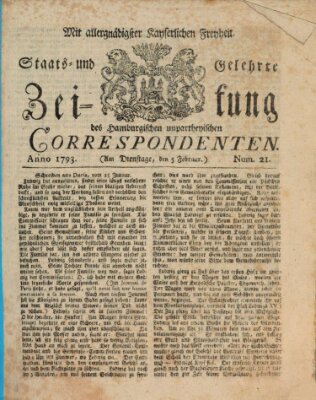 Staats- und gelehrte Zeitung des Hamburgischen unpartheyischen Correspondenten Dienstag 5. Februar 1793