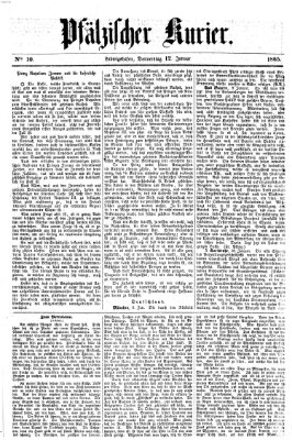 Pfälzischer Kurier Donnerstag 12. Januar 1865