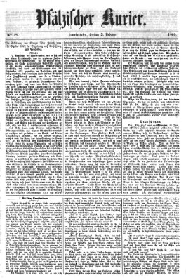 Pfälzischer Kurier Freitag 3. Februar 1865