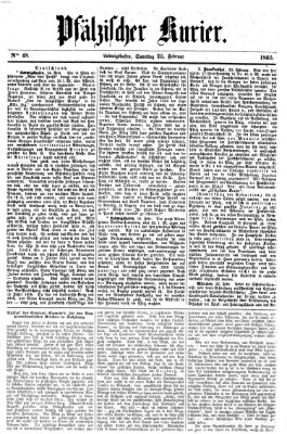 Pfälzischer Kurier Samstag 25. Februar 1865