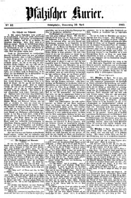 Pfälzischer Kurier Donnerstag 20. April 1865