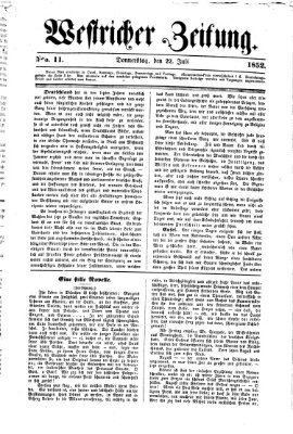 Westricher Zeitung Donnerstag 22. Juli 1852