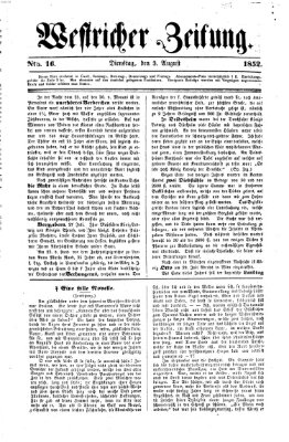 Westricher Zeitung Dienstag 3. August 1852