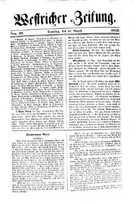 Westricher Zeitung Dienstag 17. August 1852