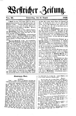 Westricher Zeitung Donnerstag 19. August 1852