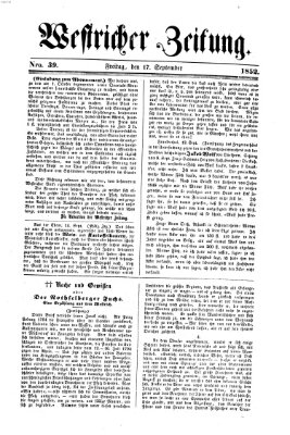 Westricher Zeitung Freitag 17. September 1852