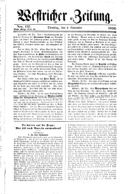 Westricher Zeitung Dienstag 2. November 1852