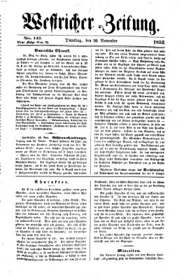 Westricher Zeitung Dienstag 30. November 1852