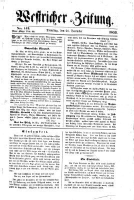 Westricher Zeitung Dienstag 21. Dezember 1852