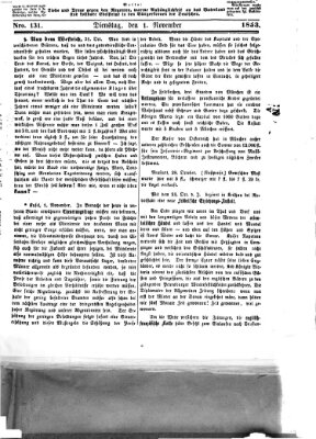 Westricher Zeitung Dienstag 1. November 1853