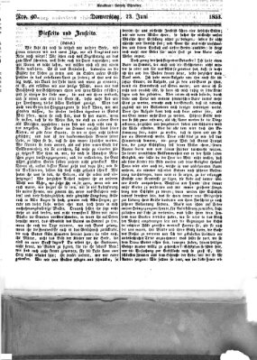 Westricher Zeitung Donnerstag 23. Juni 1853