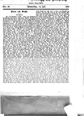 Westricher Zeitung Donnerstag 14. Juli 1853