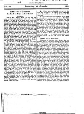 Westricher Zeitung Donnerstag 15. September 1853