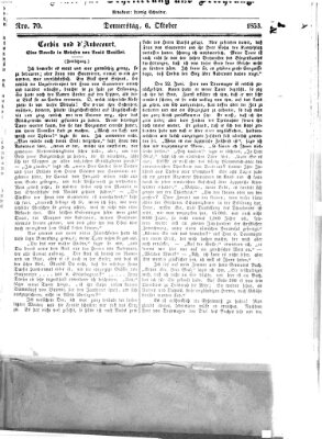 Westricher Zeitung Donnerstag 6. Oktober 1853