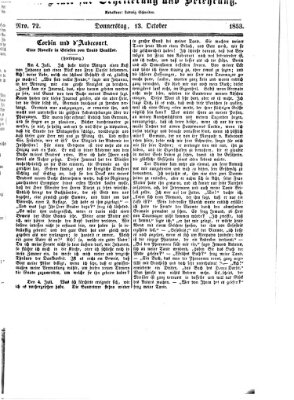 Westricher Zeitung Donnerstag 13. Oktober 1853