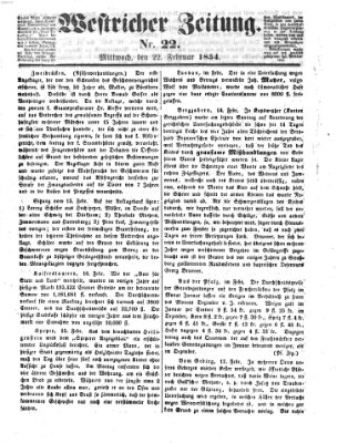 Westricher Zeitung Mittwoch 22. Februar 1854