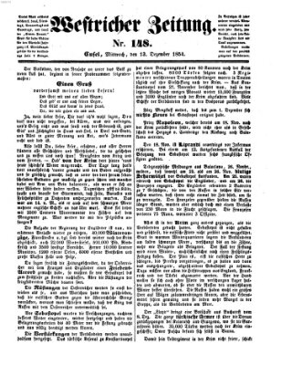 Westricher Zeitung Mittwoch 13. Dezember 1854